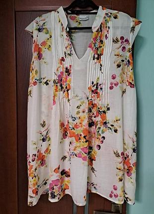 Невесомая хлопковая блуза в цветочный принт 24 размера