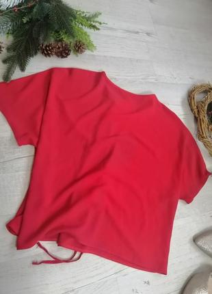 Ошатна червона блузка з шнурівкою спереду оригінальна для новорічній фотосесії4 фото