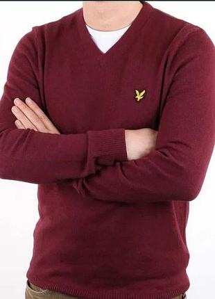 Мужской шерстяной джемпер, пуловер lyle & scott, 100% шерсть, италия