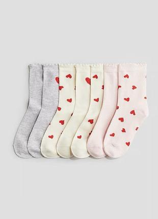 Шкарпетки сердечка на дівчинку 7 шт високі від h&m розмір від 25 до 36
