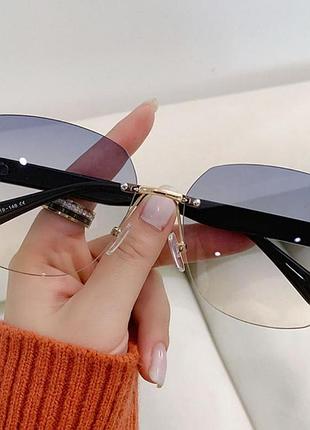 Модные женские солнцезащитные очки без оправы, очки голубые. большие очки