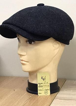 Кепка шерстяная мужская кашемировая теплая восьмиклинка comfort heads осень зима серая флис шерсть уши теплая