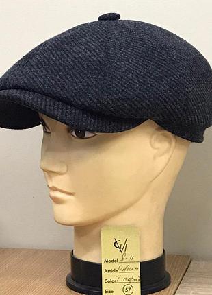 Кепка шерстяная мужская шерсть ратин серая серый теплая восьмиклинка comfort heads осень зима флис уши