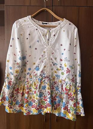 Легенька блузка мереживо 😍сяй  👗🔥🍓з  довгими рукавами