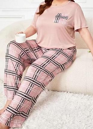 Женская пижама футболка с штанами 2xl-5xl