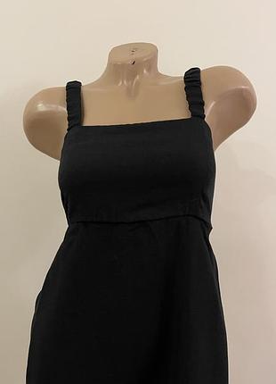 Лляна чорна міні сукня mango