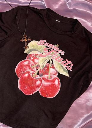 Оверсайз футболка з вишеньками