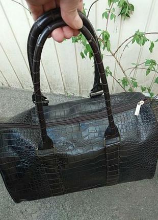 Сумка коричневая шопер крокодиловая эко кожа орифлейм средний розмер