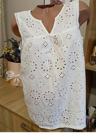 Белая женская батистовая майка прошва