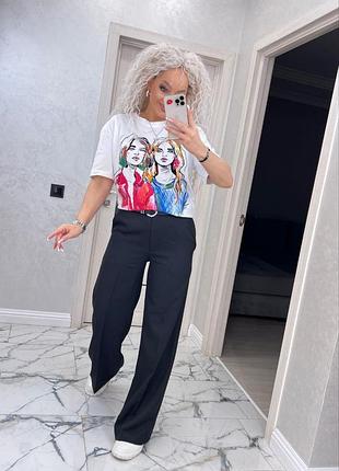 Брюки высокой посадки с ремнем в комплекте