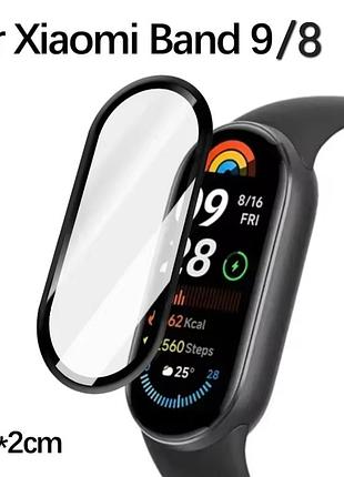 Стекло 10d на xiaomi smart band 8, 9 защитная пленка на экран.