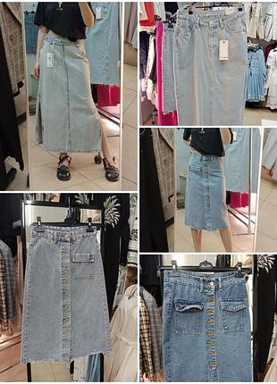 Джинсовые юбки, миди и макси длины