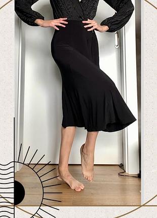 Міді кльош спідниця чорна трикотаж висока посадка класика юбка резинка oldmoney