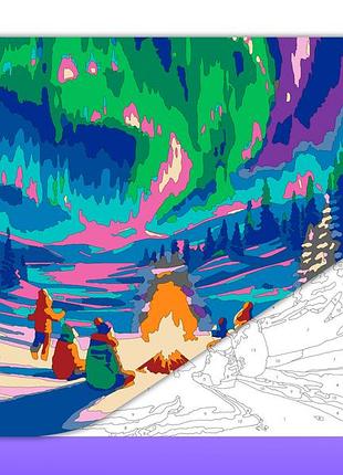 Раскраска по номерам антистресс для взрослых "полярное сияние"