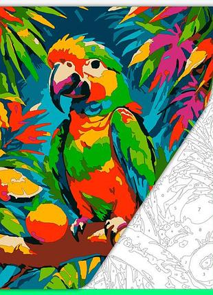 Раскраска по номерам антистресс  "папугай в тропиках"