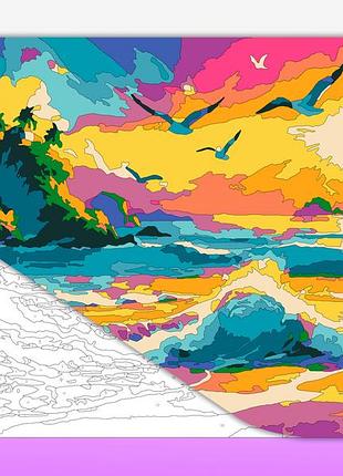 Раскраска антистресс для взрослых  "океан на закате"