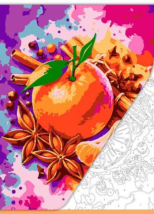 Раскраска по номерам антистресс для взрослых "мандарин со специями"
