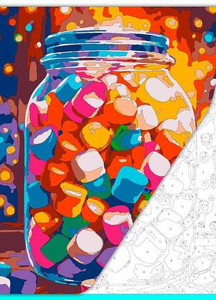 Раскраска по номерам антистресс для взрослых "праздничные маршмеллоу"