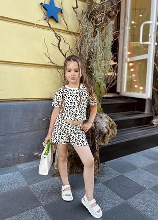Костюм на літо леопард топ шорти для дівчинки