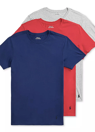 Polo ralph lauren набор мужских футболок men's blue-red-gray slim fit crew-neck 3 pack t-shirts
