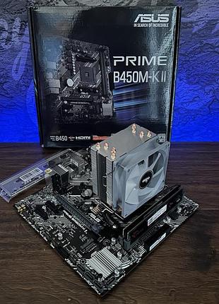 Игровой комплект материнская плата b450 + amd ryzen 7 2700 + 16gb ddr4