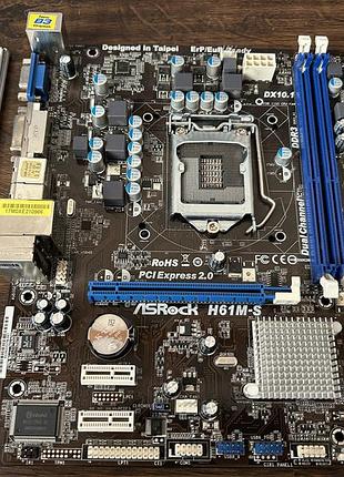 Материнская плата asrock h61m-s (s1155, intel h61)