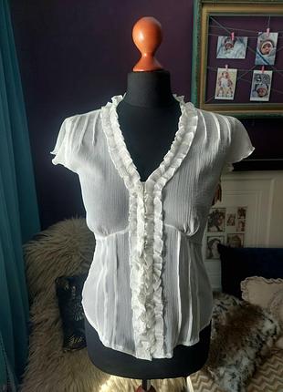 Вінтажна брендова шифонрва блуза з жабо
