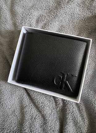 Мужской кошелек calvin klein jeans, кожаный, черный