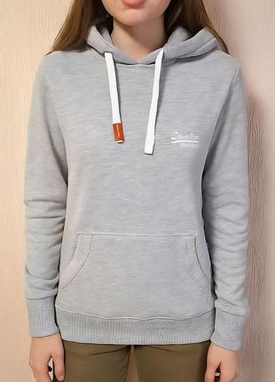 Шикарное женское худи серого цвета на флісі superdry made in turkey, 💯 оригинал