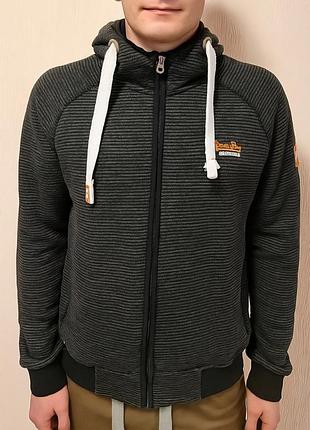 Бомбовая толстовка серого - чёрного цвета в полоску superdry men's storm sidewinder ziphood