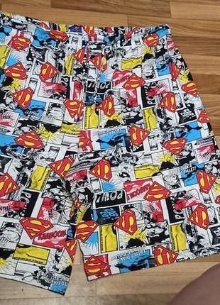 Шорты трикотаж хлопок 2хл принт супермен superman комикс