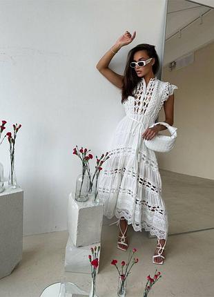 Длиное белое платье люкс