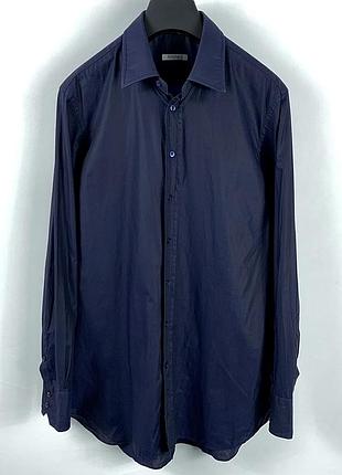 Borghetti sartoriale shirt made in italy однотонна сіра сорочка m/l розміру