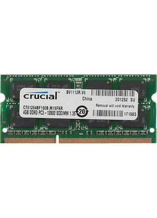 Оперативная память для ноутбука crucial so-dimm 2rx8 ddr3l 4gb 1600mhz pc3-12800 1.35v/1.5v б/у