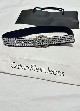 Женский синий ремень, текстильный пояс для одежды/штанов, длина 75см