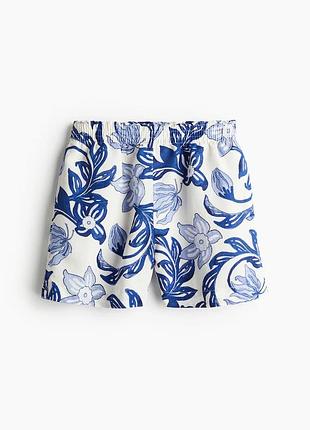 Лляні шорти широкі з принтом h&m