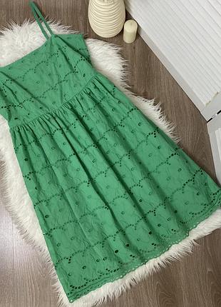 Сукня міді сарафан з перфорацією зелений розмір 16