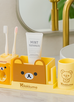 Набор для ванны мишка с дозатором для пасты и стаканом