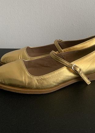 Atelier n5 балетки mary jany золотисті  теляча шкіра обмін