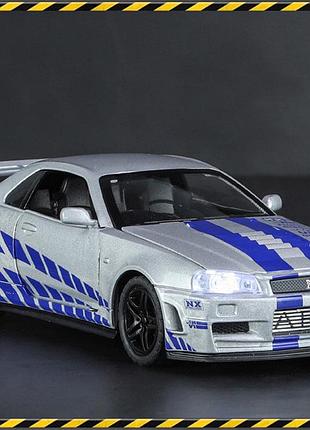 Металева модель автомобіля nissan skyline gt-r r34 "fast&furious", 1:32