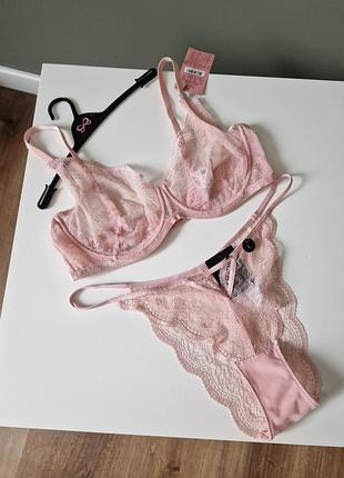 Мереживний комплект білизни пудровий hunkemoller 80e l uk 12