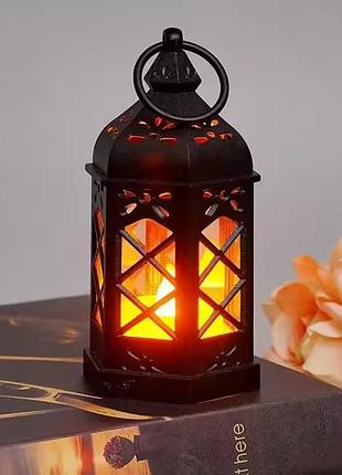 Декоративный led фонарь в винтажном стиле с имитацией пламени