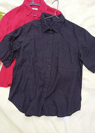 Женская рубашка,тениска оверсайз чёрная,лён +вискоза ,s,hema.