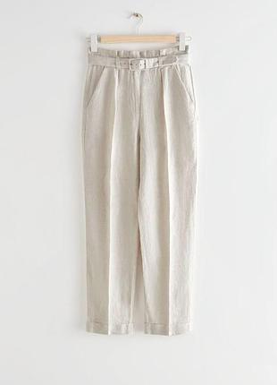 Штани & other stories belted high waist linen rayas /34, 44