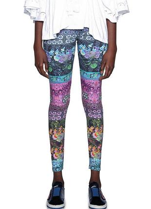 Леггинсы desigual amurens в цветочный принт 100% хлопок