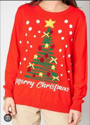 Стильный новогодний свитер с елкой звездочка светится