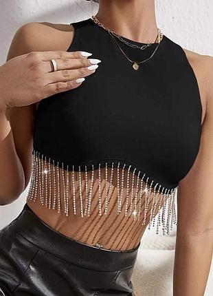 Топ зі стразами чорний