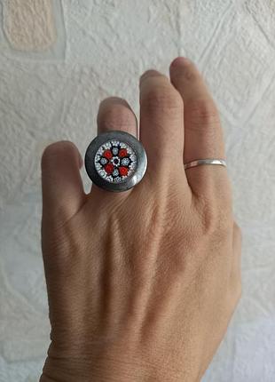 Millefiori 925 серебро серебряное кольцо колечко перстень муранское стекло безразмерное