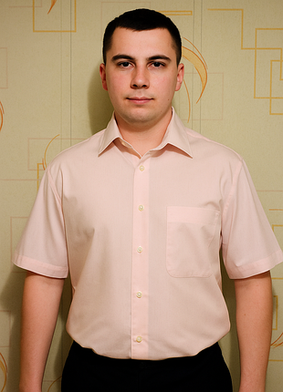 Стильная розовая рубашка с короткими рукавами giorgio, оригинал, молниеносная отправка