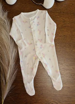 Детский хлопковый человечек для девочки 0-1 месяц